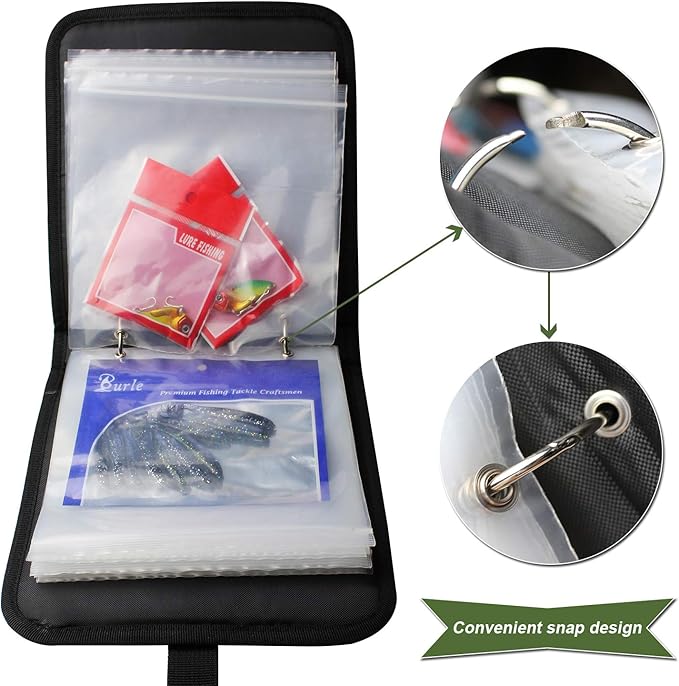 Fishing Tackle Binder, Bait Storage Bag, Soft Bait Binder, Fishing Organized Storage Rig Bag for Baits, Rigs, Jigs and Lines, Suitable for Fresh Water and Saltwater 12 (Green camouflage/9.5" * 8.3")