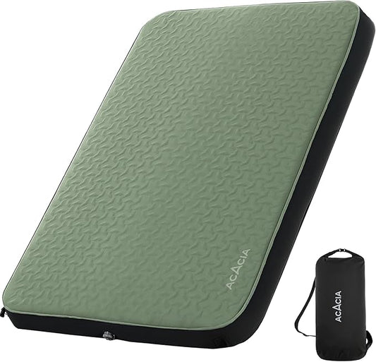 ACACIA 4.3" Thick Self Inflating Sleeping Pad with Foam | Innovative Y-Shaped Telescopic Structure | Ultraportable Camping Mattress | Outdoor Compact Air Mat for Tent Car |