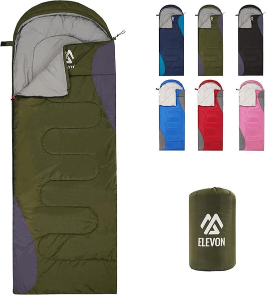Sleeping Bag for Adults Teens Kids Cold Warm Weather, Portable Waterproof & Lightweight, Compact with Compression Sack, for 3-4 Seasons Camping, Backpacking, Hiking, Travel, Indoors Outdoors