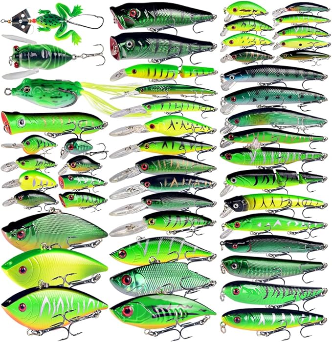 LINGYUE Bass Fishing Lures Kit Set Topwater Hard Baits Minnow Crankbait Pencil VIB Swimbait for Bass Pike Fit Saltwater and Freshwater