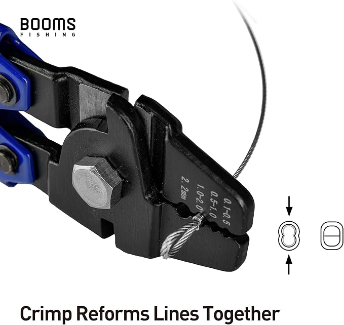 Booms Fishing CP1 Fishing Crimping Pliers, High Carbon Steel Fishing Plier Wire Rope Leader Crimping Tool, 10 inch Crimpers Swager with Ergonomic Handle