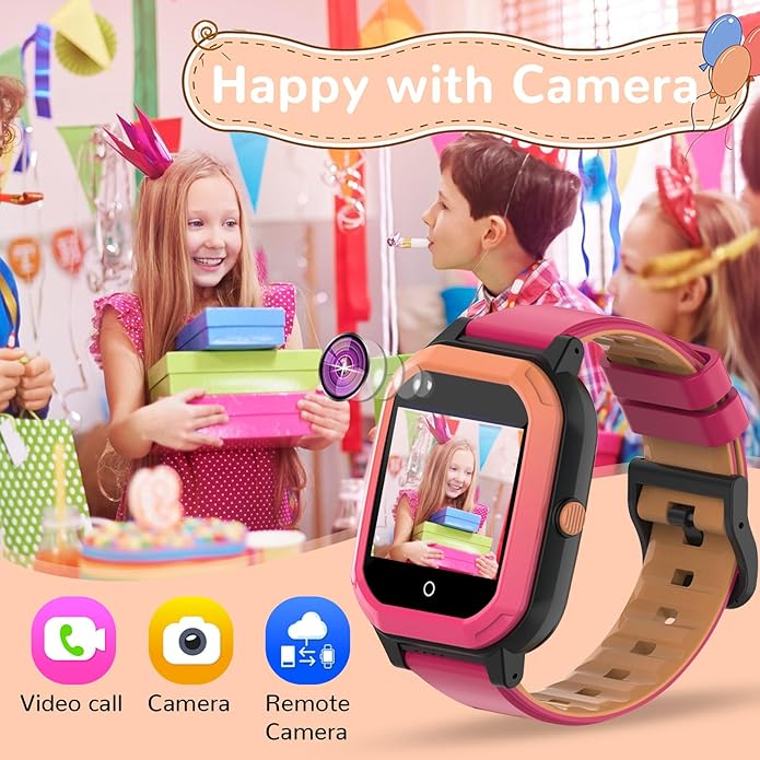 Wonlex GPS Smart Watch for Kids, 4G Smartwatch with SIM Card, 1.4" Phone Watch with Video Calls, Voice Chat, SOS, Camera, Pedometer, Alarm, Games for Boys Girls Aged 3-12 Years Old