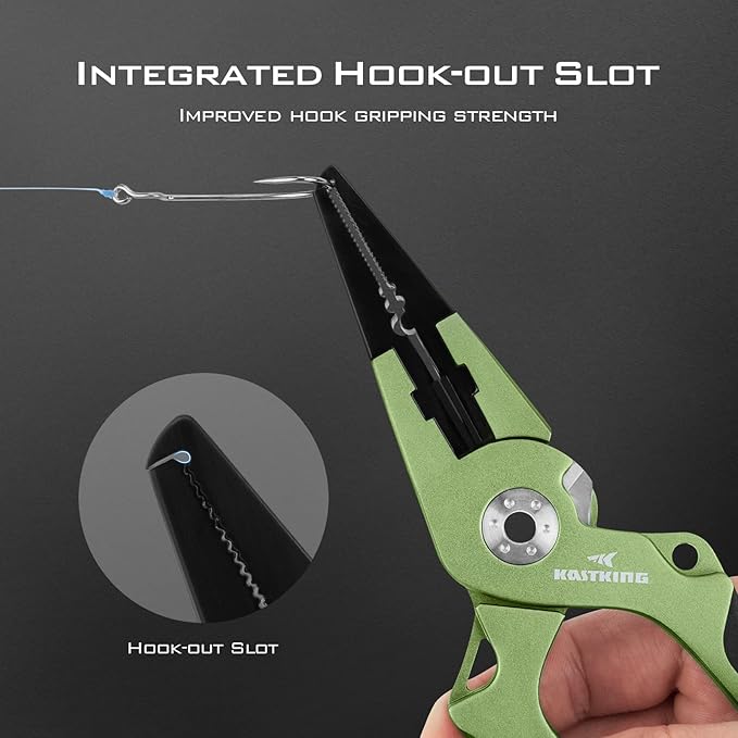 KastKing Gila 7.5-inch Fishing Pliers with Scissor Line Cutters, Aircraft Grade Aluminum Fishing Gear, Saltwater Resistant Fishing Tools, Non-Slip Rubber Handle