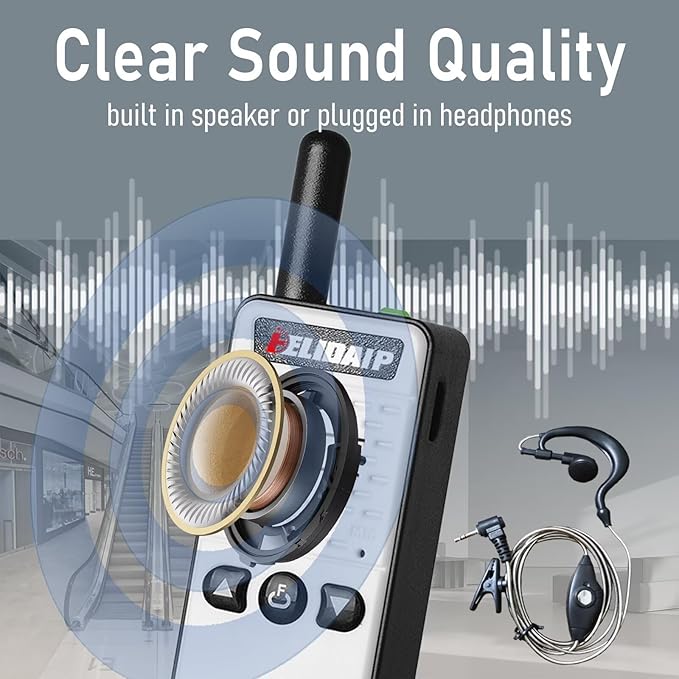 T-M2 Super Mini Walkie Talkie for Adult Kids,Rechargeable Portable FM Transceiver,Small Two Way Radio for Supermarket,Hotel,Outdoor Sport,Hiking,Camping,Indoor,Family Trip,White 1 Pack
