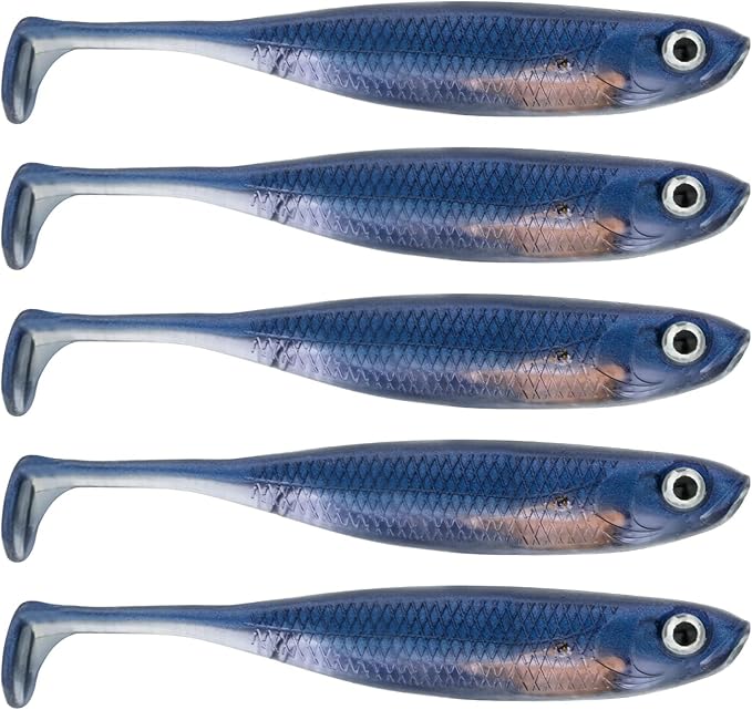 QualyQualy Soft Plastic Swimbait Paddle Tail Shad Lure Soft Bass Shad Bait Minnow Paddle Tail Swim Bait for Bass Trout Walleye Crappie - 2.75in, 3.14in, 3.94in, 5in