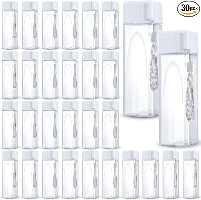 Mifoci 30 Pcs Water Bottle Bulk 17 oz Plastic Sports Water Bottles for Kids Adults Reusable Leak Proof Portable Drink Container Large for School Classroom Travel Camping Fitness Office(White)