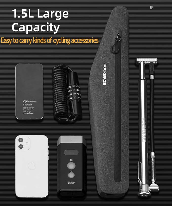 ROCKBROS Bike Frame Bag Bike Triangle Bag Waterproof Bike Top Tube Bag Cycling Pouch 1.5 L Classified Capacity