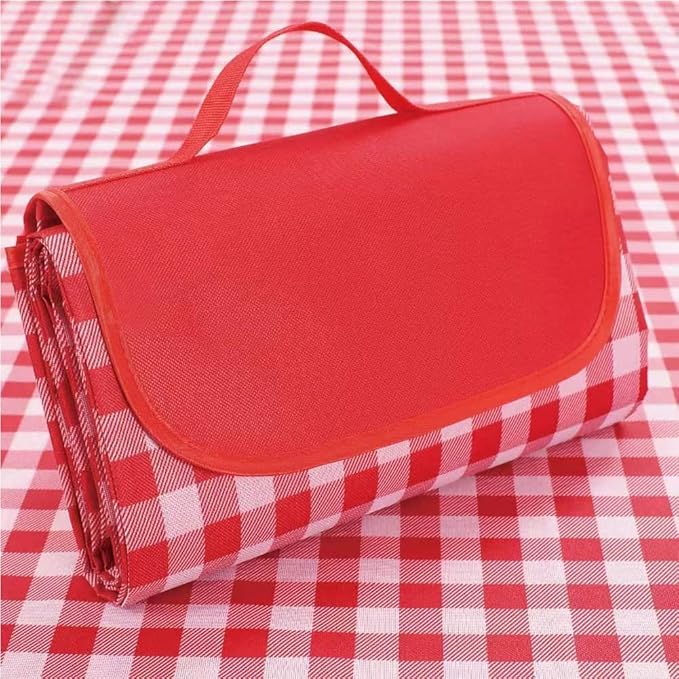 Outdoor Picnic Blanket, Foldable Waterproof Sand Beach Mat in Large 80x60in for Beach Camping Hiking Travel Family Concerts Portable Beach Blankets (Red)