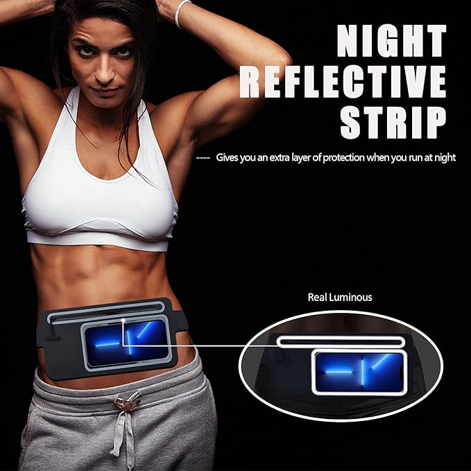 Waterproof Fanny Pack for Men Women Running Belt Bag Swimming Kayaking Boating Beach Water Sport Travel Kids Cell Phone Pouch,Workout Exercise Small GYM Waist Bag,Slim Hiking Waist Pack Black