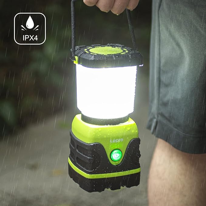Lepro LED Camping Lantern Rechargeable, 1600LM, 4 Light Modes, 4400mAh Power Bank, IPX4 Waterproof, Perfect Lantern Flashlight for Hurricane Emergency, Hiking, Home and More, USB Cable Included