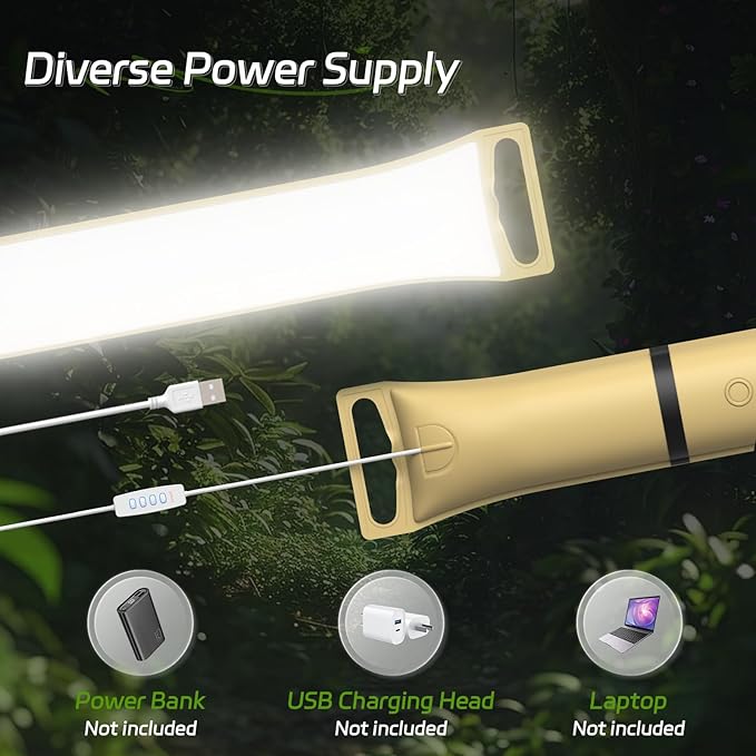 SELORSS Portable Inflatable Folding Outdoor Camping Light, IP66 Waterproof Standard with USB Plug for camping, hiking, traveling and other outdoor environments.(Khaki)
