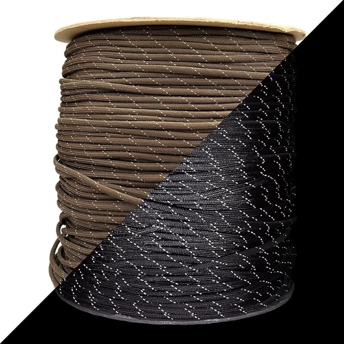 Reflective 550lb Paracord – 7 Strand Type III Nylon Parachute Cord for Hiking, Camping, and Fishing – 30+ Colors and 6 Length Options