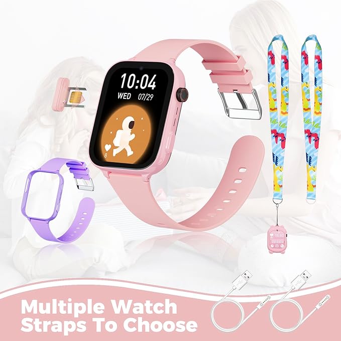 4G Kids Watch, Smart Watch for Kids GPS Tracker with SIM Card, Texting, Camera, Two-Way Calling, School Mode, SOS, Games, Best for Kids Aged 3-12, Ideal Gift for Kids
