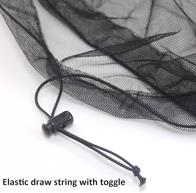 Anvin Mosquito Head Mesh Nets Gnat Face Netting for No See Ums Insects Bugs Gnats Biting Midges from Any Outdoor Activities, Works Over Most Hats Comes with Free Stock Pouches (3pcs, Black)