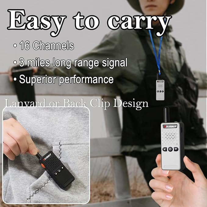 T-M2 Super Mini Walkie Talkie for Adult Kids,Rechargeable Portable FM Transceiver,Small Two Way Radio for Supermarket,Hotel,Outdoor Sport,Hiking,Camping,Indoor,Family Trip,White 1 Pack