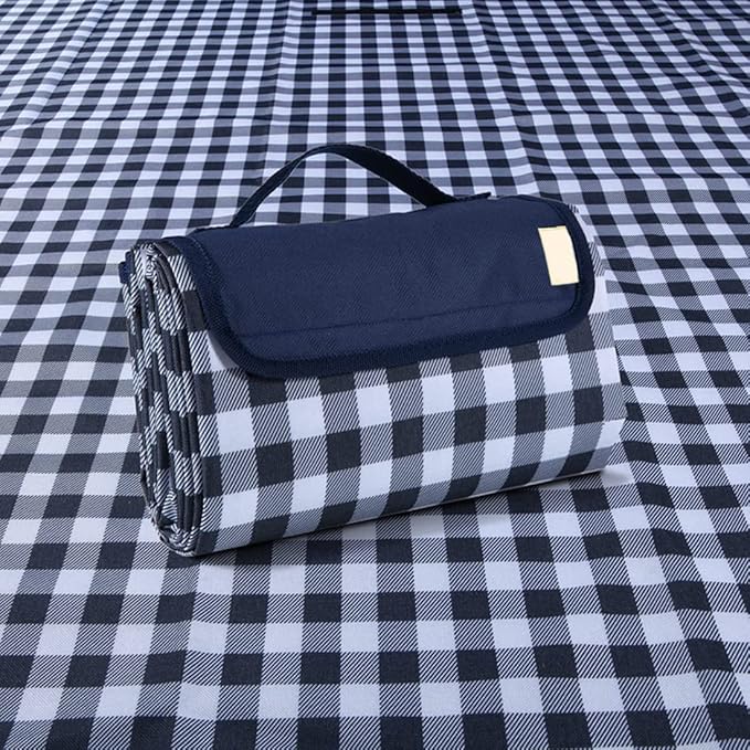 Outdoor Picnic Blanket, XL Foldable Waterproof Sand Beach Mat, Extra Large 80x80in for Beach Camping Hiking Travel Family Concerts Portable Beach Blankets(Darke Blue)