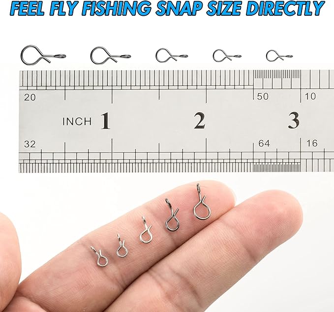 Alwonder 150-Pack Fly Fishing Snaps Twist Clips, 3/5 Sizes Stainless Steel Quick Change Lure Snaps No Knot Clip Quick Snap Fast Snap Lure Connector for Jigs Lures Fishing Clips Swivels Terminal Tackle