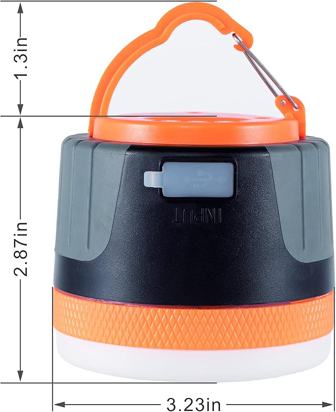 LIT-PaTH LED Camping Light, Rechargeable Lantern with Magnet Base, 4400 mAh, Survival Kit for Emergency, Hurricane, Outage, Large Orange, 1 Pack