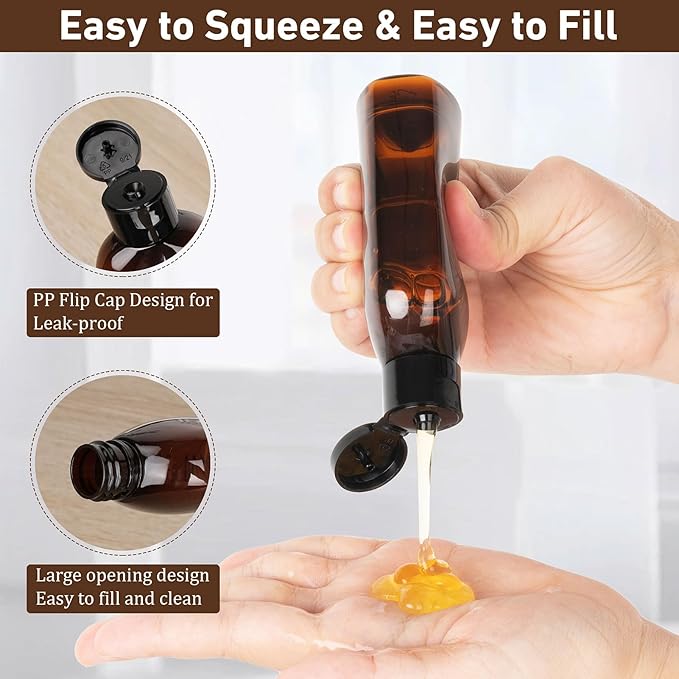 Travel Kit - 10 Pcs Travel Bottles for Toiletries, TSA Approved, Leak Proof Plastic Small Cream Jars & Refillable Spray Bottle for Shampoo, Conditioner (Brown)
