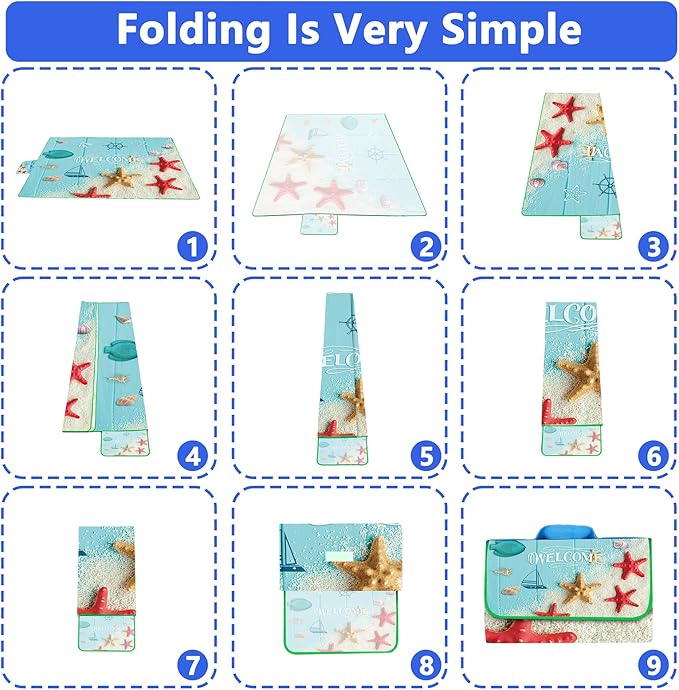 Picnic Blanket, Foldable Waterproof Sand Mat, Extra Large Picnic Blanket Outdoor Picnic Mat Beach Blanket for Park Grass Camping Hiking Travel Family Concerts