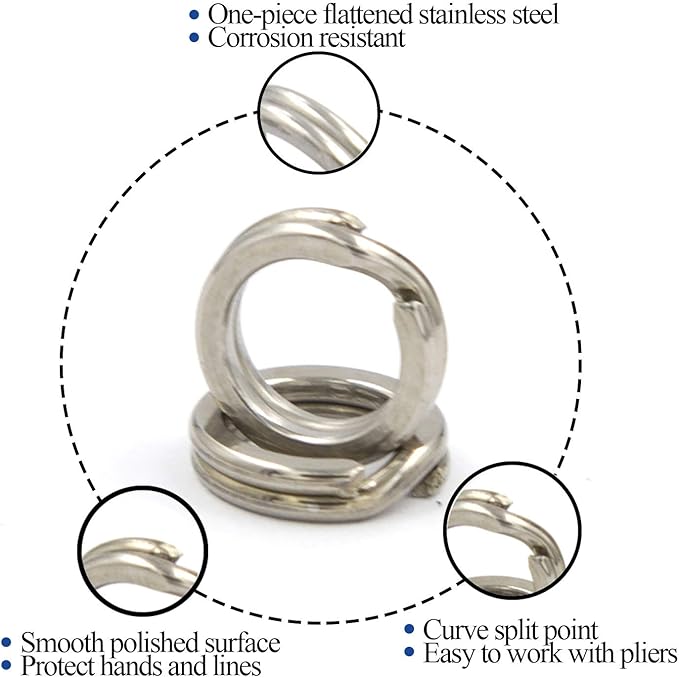 Pack of 201pcs Fishing Stainless Steel Split Rings 5 Sizes and Plier Set, Split Ring Capable of withstanding Large tensile Force and Fishing Plier Tool Kit for Saltwater Fishing Lure Connectors…