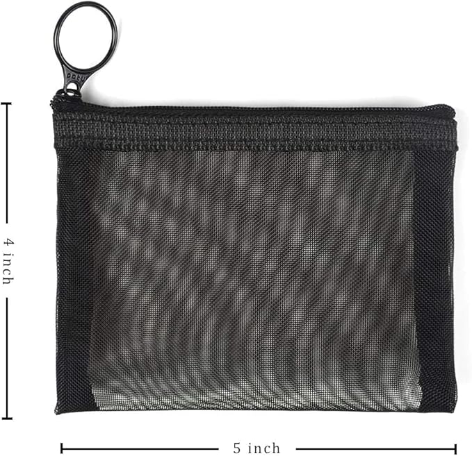 Patu Mini Zipper Mesh Bags, 4" x 5", Size S / A7, 5 Pieces, Beauty Makeup Lipstick Cosmetic Accessories Organizer, Small Travel Kit Storage Pouch, Assorted Colors