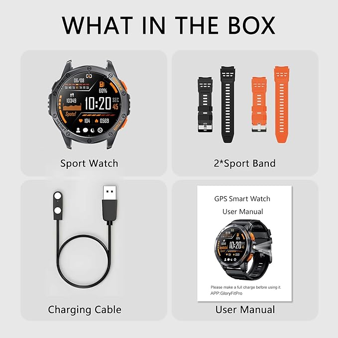 Military Smart Watch With GPS, 170+ Sport Modes Smartwatch with Heart Rate Monitor, Compass, Flashlight, GPS, Smart Watch for men,1.43" AMOLED Screen Bluetooth Call,Compatible iOS & Android (2 Bands)