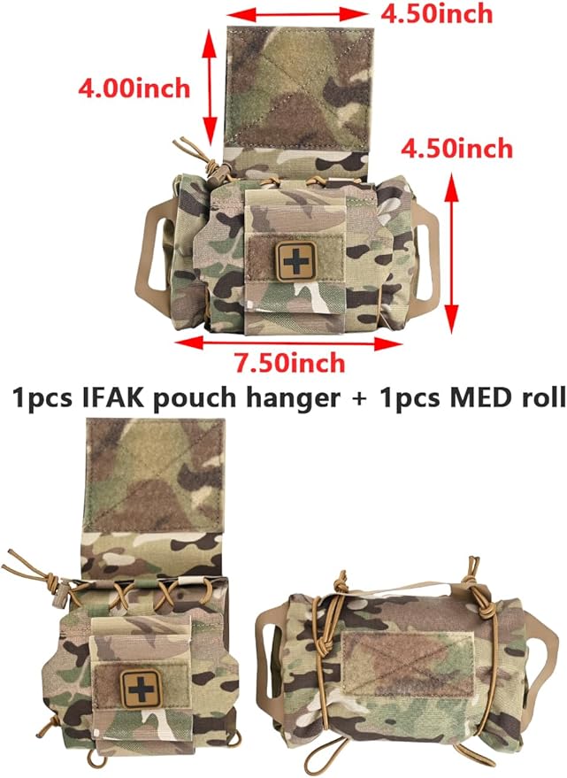 SABADO Rapid Deploy IFAK Pouch First Aid Kits Pack Tactical Two-piece System Medical Supply Holder Roll Carrier Hypalon Handle Outdoor Sport Hunting Bag Laminated Matting Fabric