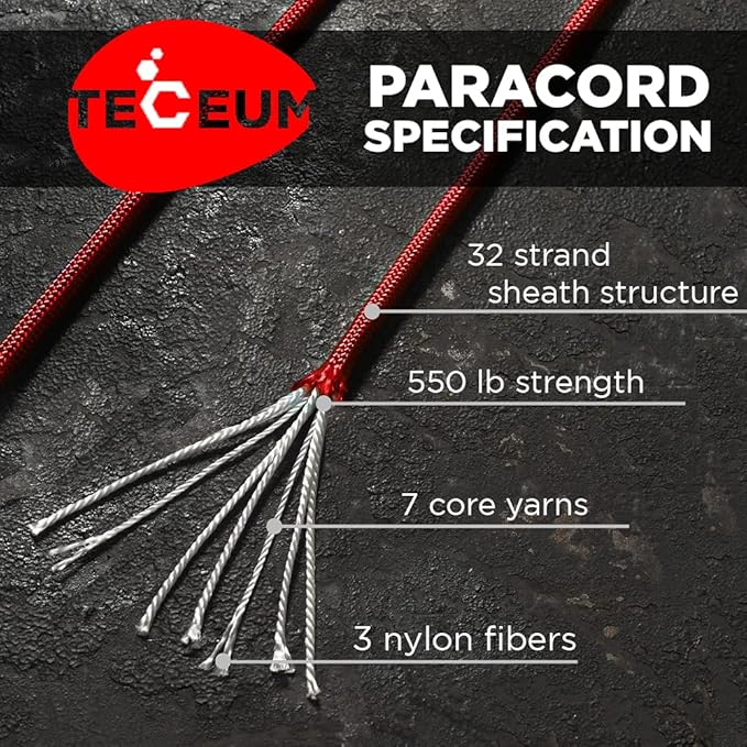 TECEUM Heavy Duty Rope 1000 – 1000ft / 200ft / 100ft / 50ft – 40+ Colors – Utility Rope for Survival & Camping Gear – Nylon String, Camping Rope, para Cord, Utility Nylon Rope, Tent Cord