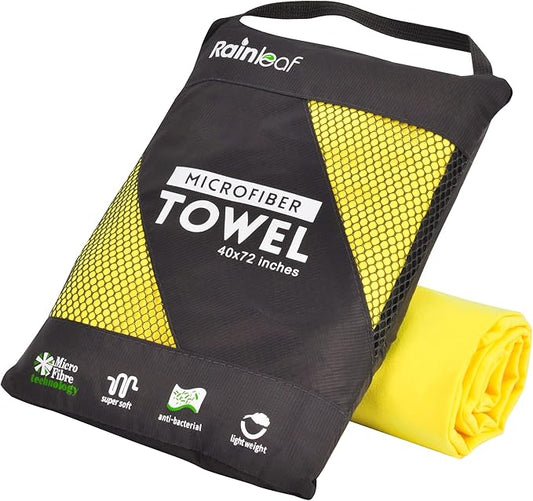 Rainleaf Microfiber Towel Perfect Travel & Gym & Camping Towel. Quick Dry - Super Absorbent - Ultra Compact - Lightweight. Suitable for Trip, Beach, Shower, Backpacking, Pool