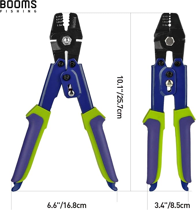 Booms Fishing CP1 Fishing Crimping Pliers, High Carbon Steel Fishing Plier Wire Rope Leader Crimping Tool, 10 inch Crimpers Swager with Ergonomic Handle