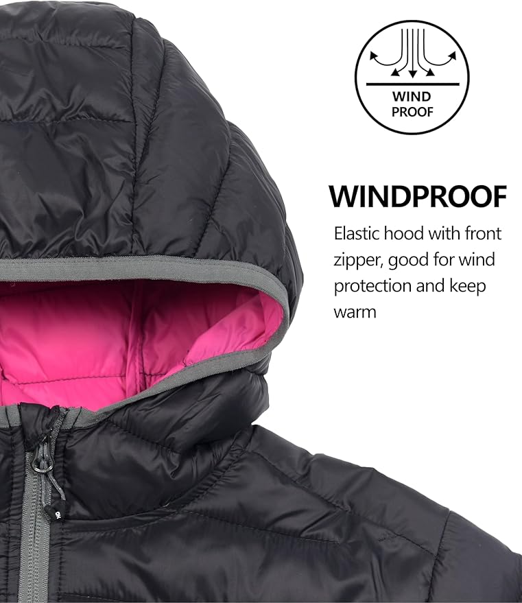 Little Donkey Andy Women's Packable Lightweight Puffer Jacket Hooded Windproof Winter Coat with Recycled Insulation