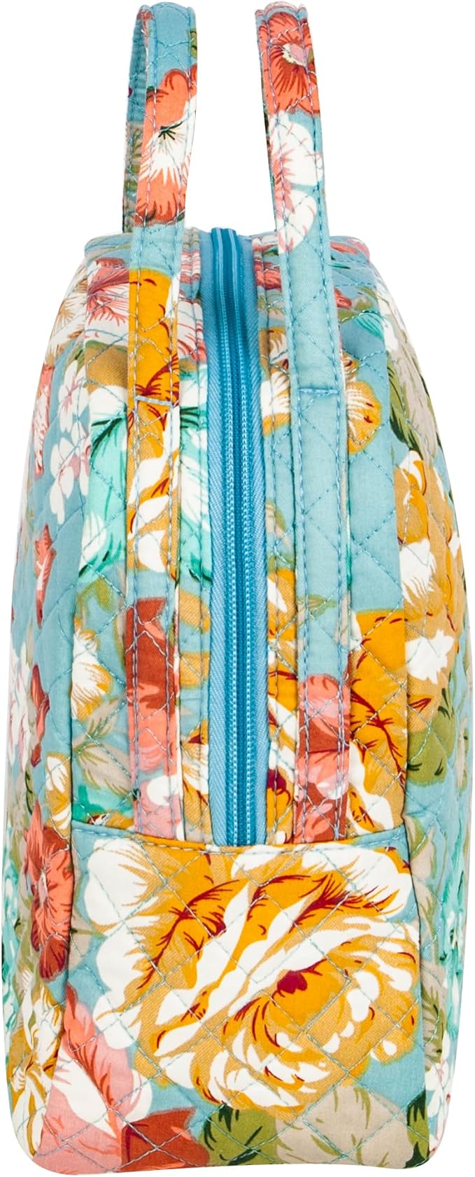 Machine Washable Women Quilted Fabric Insulated Reusable Cooler Lunch Bag Tote Adult Thermal Lunch Box Storage Bag for Work (Floral)