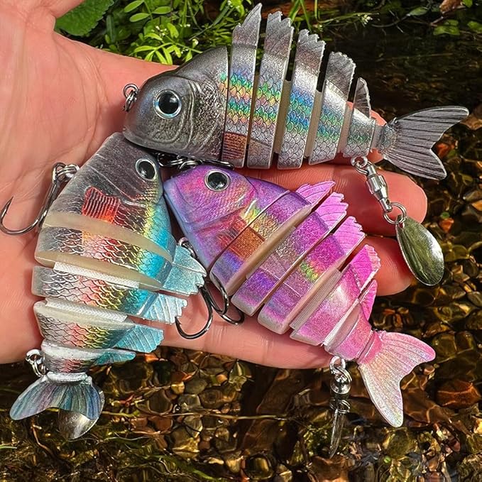 Crankbait Fishing Lure Pike Muskie Lures Lifelike Multi Jointed Swimbait Segement Hard Minnow Bait Treble Hook