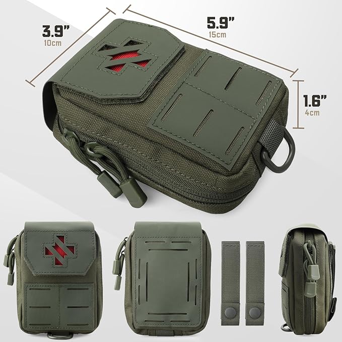 WYNEX Molle IFAK First Aid Pouch, Tactical Medical Trauma Pouch MED EMT Belt Pouch Small Portable Utility Emergency Survival Pack with Immediate Identify Cross for Belt Vest