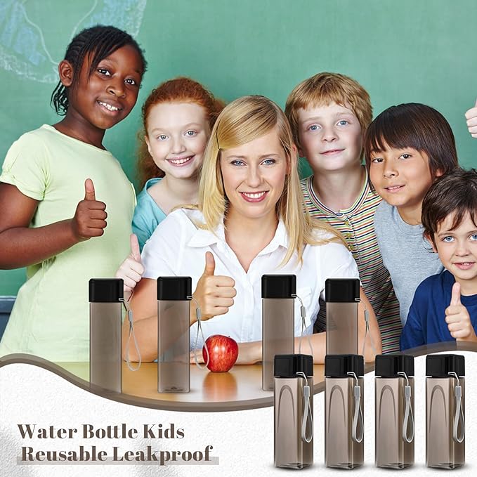 Mifoci 30 Pcs Water Bottle Bulk 17 oz Plastic Sports Water Bottles for Kids Adults Reusable Leak Proof Portable Drink Container Large for School Classroom Travel Camping Fitness Office(Black)