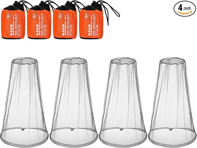 Hestya 4 Pack Mosquito Face Mesh Net Protecting Net for Outdoor Hiking Camping Climbing Mosquito Fly Insects Preventing (Grey)