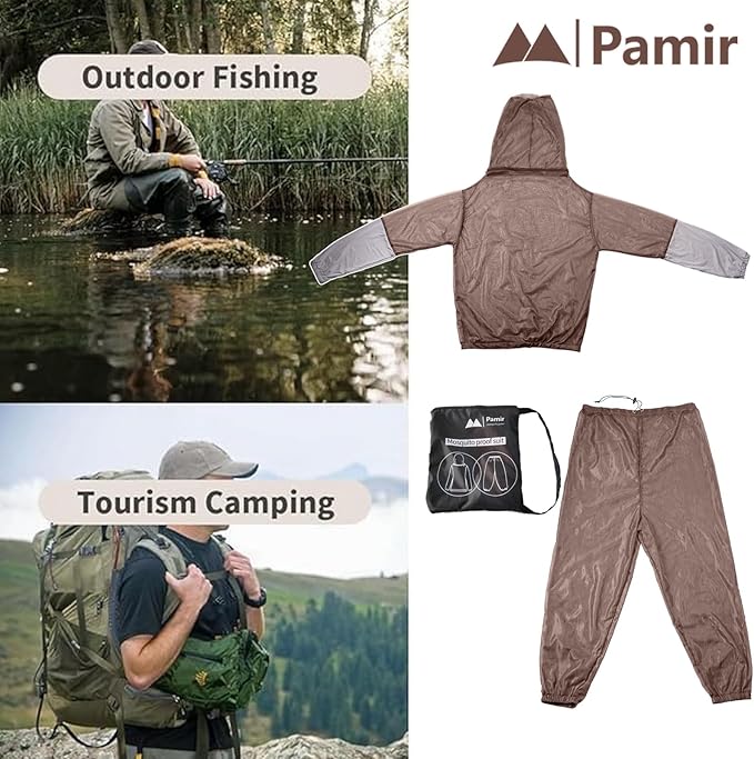 Mosquito Net Suit-Jacket Hood& Pants, Light-Weight& Breathable Mesh Clothing for Men& Women, Ideal for Fishing, Hiking.