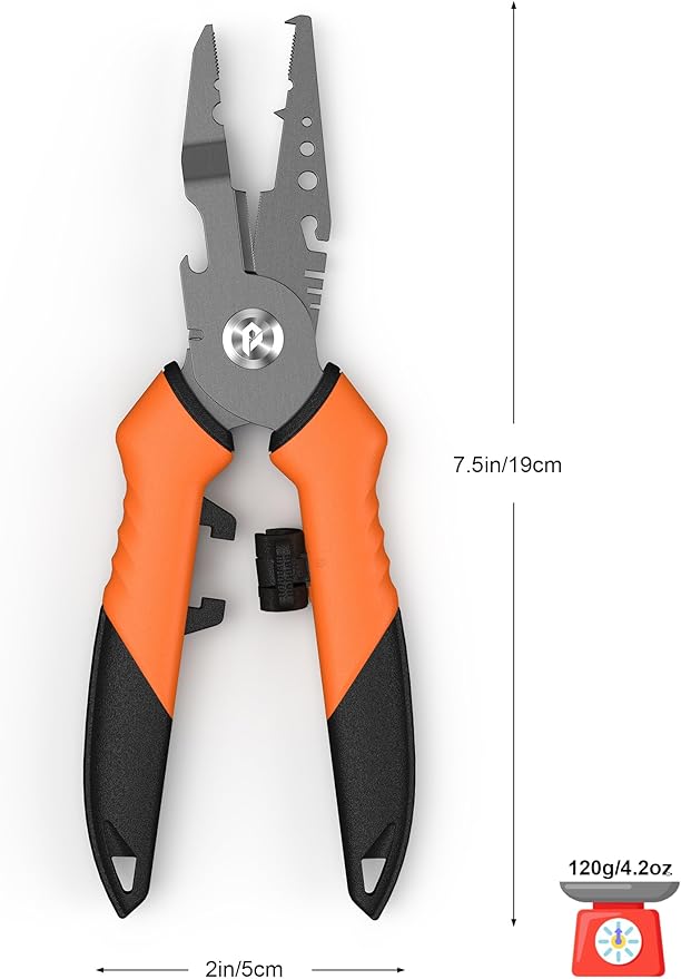 7.5"Fishing Split Ring Pliers, Multi-Function Fishing Gear with Teflon Coated,Stainless Steel Fishing Tools,Corrosion-Resistant Saltwater Freshwater Pliers