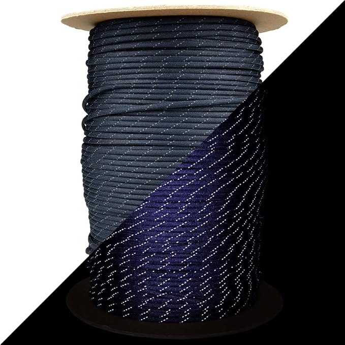 Reflective 550lb Paracord – 7 Strand Type III Nylon Parachute Cord for Hiking, Camping, and Fishing – 30+ Colors and 6 Length Options
