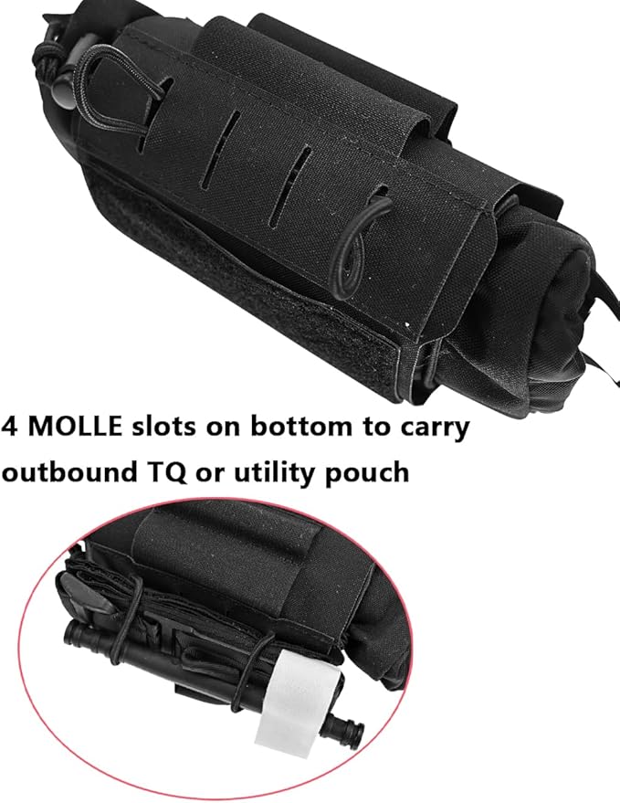 SABADO Rapid Deploy IFAK Pouch First Aid Kits Pack Tactical Two-piece System Medical Supply Holder Roll Carrier Hypalon Handle Outdoor Sport Hunting Bag Laminated Matting Fabric