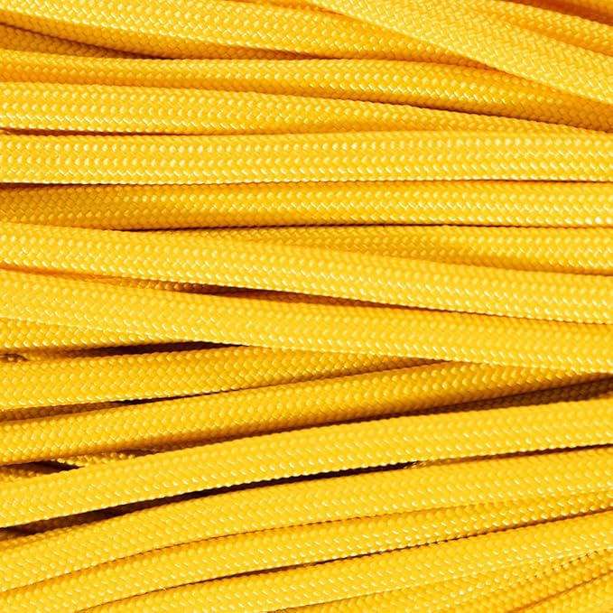 Paracord Planet Yellow 550 Paracord – 7 Strand Type III Paracord for Camping, Crafting, Utility and More! – Yellow (25 ft)