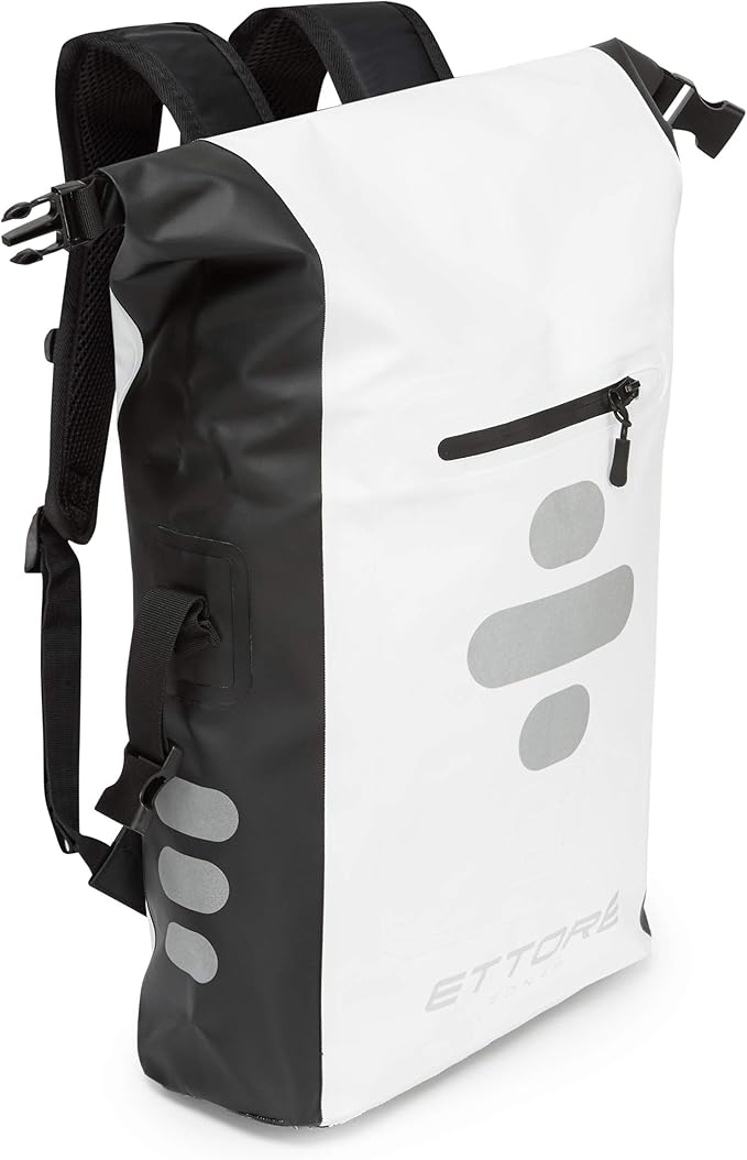 Ettore Cycling Rucksack 100% Waterproof Dry Bag - Black/White - Sonar