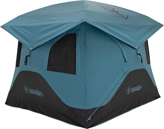 Gazelle Tents™ T3X Hub Tent Overland Edition, Easy 90 Second Set-Up, Waterproof, UV Resistant, Removable Floor, Footprint, 3-Person, Pacific Blue, 68" x 76" x 82", GT302PB
