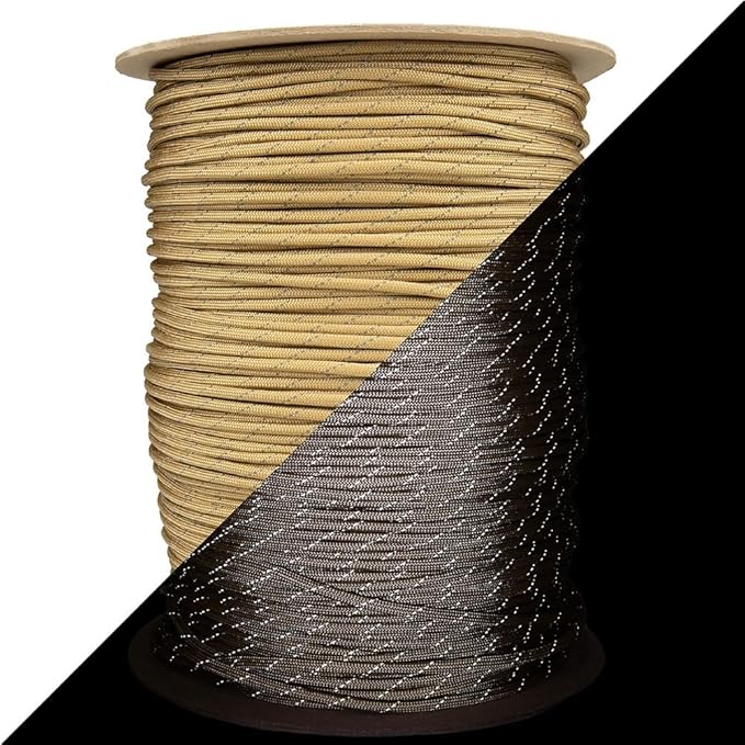 Reflective 550lb Paracord – 7 Strand Type III Nylon Parachute Cord for Hiking, Camping, and Fishing – 30+ Colors and 6 Length Options