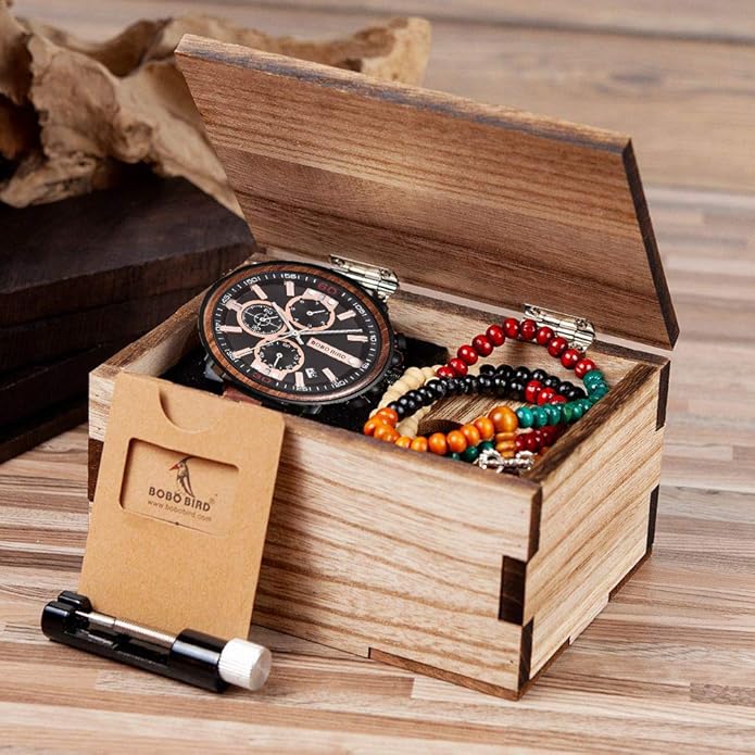 BOBO BIRD S18-1 Personalized Engraved Wood Watch Customized Wooden Watches for Husband Boyfriend Birthday Anniversary