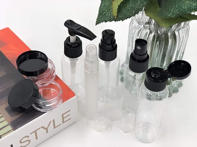 Travel Size Bottles Containers for Toiletries with Toiletry Bag and Label, Leak-Proof & TSA Approved Carry-on for Airplane Women Men