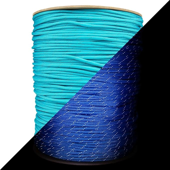 Reflective 550lb Paracord – 7 Strand Type III Nylon Parachute Cord for Hiking, Camping, and Fishing – 30+ Colors and 6 Length Options