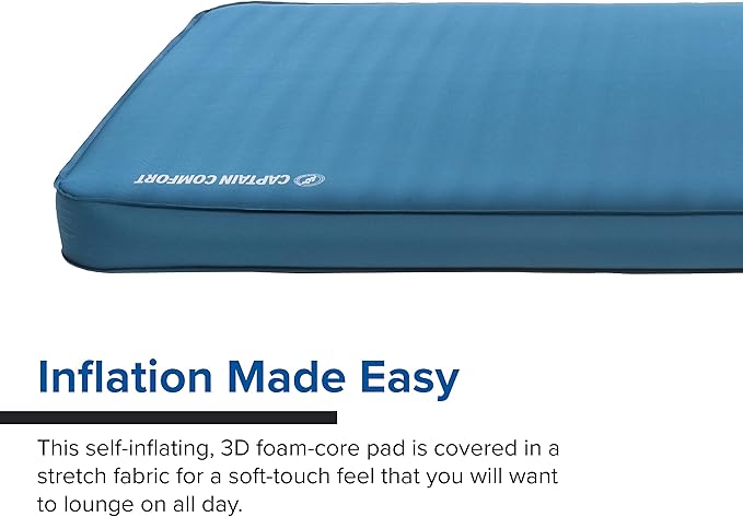 Big Agnes Captain Comfort Deluxe Camp | Supremely Comfortable, All-Weather, Self-Inflating Sleeping Pad