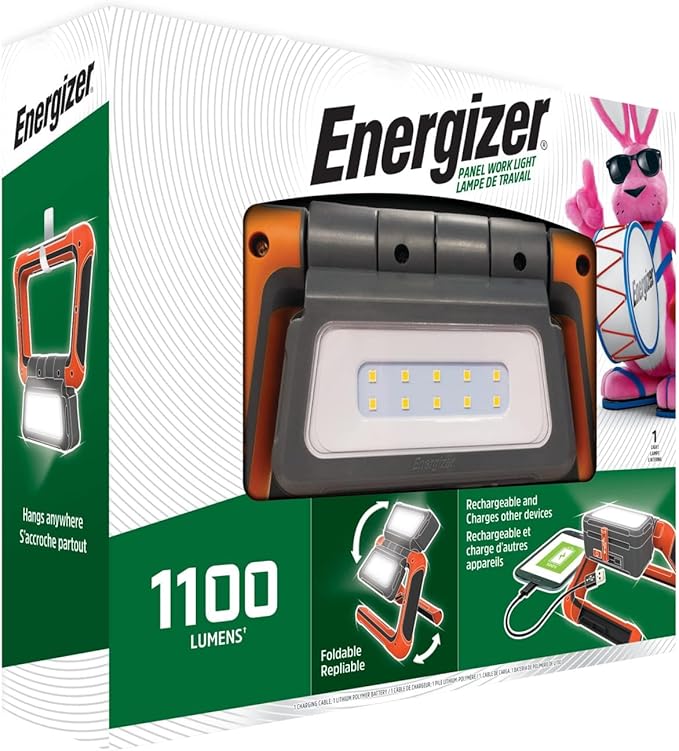 Energizer Rechargeable LED Lantern, Bright Multi-Panel Work Light, Water-Resistant Camping Lantern, Micro-USB Charging Cable, Pack of 1